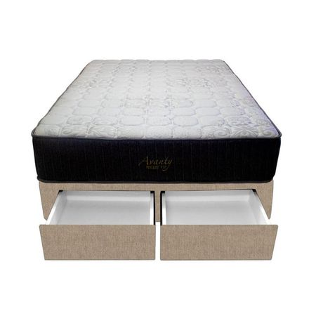 Cama Pocket Vip + 2 Cajones 1.5 Plz + 2 almohadas - Beige Claro