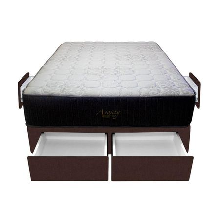 Cama Pocket Vip + 4 Cajones 1.5 Plz + 1 almohada - Chocolate