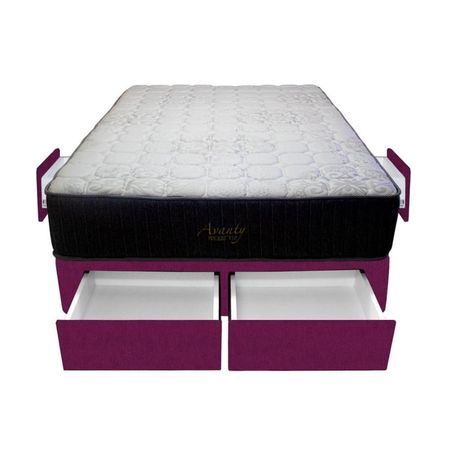Cama Pocket Vip + 4 Cajones 1.5 Plz + 1 almohada - Purpura