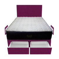 Dormitorio Pocket Vip + 4 Cajones 1.5 Plz + Cabecera - Purpura