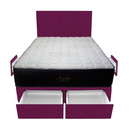 Dormitorio Pocket Vip + 4 Cajones 1.5 Plz + Cabecera - Purpura