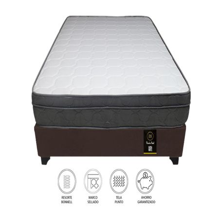 Cama Turin 1.5 Plz + 2 Almohadas - Chocolate
