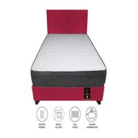 Dormitorio Turin 1.5 Plz + Cabecera + 1 Almohada - Rojo