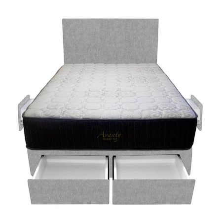 Dormitorio Pocket Vip + 4 Cajones 1.5 Plz + Cabecera - Gris Claro