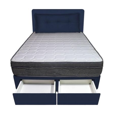 Dormitorio Turin + 2 Cajones 1.5 Plz + Cabecera + Cojin - Cobalto