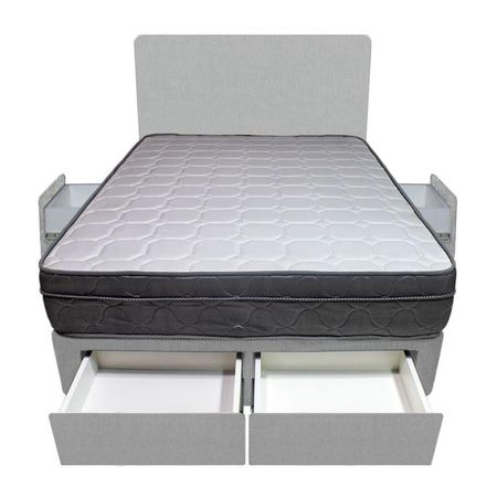 Dormitorio Turin + 4 Cajones 1.5 Plz + Cabecera - Gris Claro