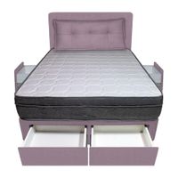 Dormitorio Turin + 4 Cajones Queen + Cabecera + Cojin - Lila