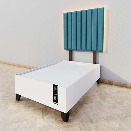 Dormitorio Enns + Cabecera Led Córdoba 1.5 plz - Cobalto y Blanco