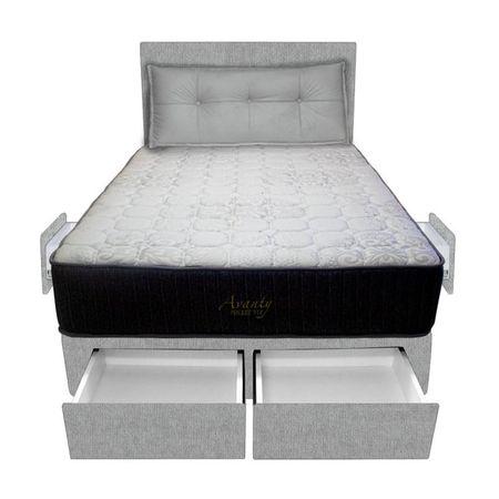 Dormitorio Pocket Vip + 4 Caj. 1.5 Plz + Cabecera + Cojin - Gris Claro