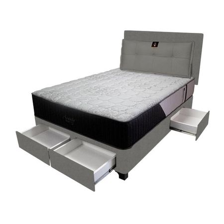 Dormitorio Pocket Vip + 4 Caj. 1.5 Plz +Cabecera + Cojín - Gris Oscuro