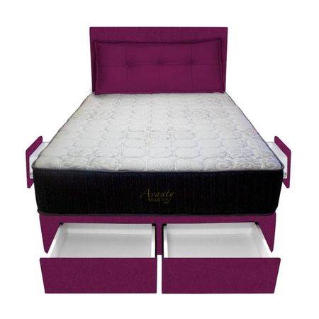Dormitorio Pocket Vip + 4 Caj. 1.5 Plz + Cabecera + Cojin - Purpura