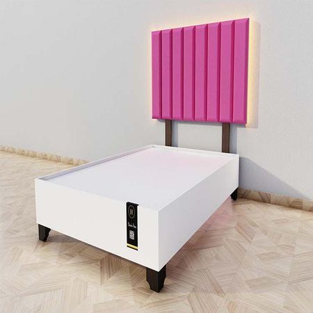 Dormitorio Enns + Cabecera Led Córdoba 1.5 plz - Fucsia y Blanco