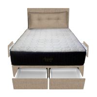 Dormitorio Pocket Vip + 4 Caj. 1.5 Plz +Cabecera + Cojin - Beige Claro