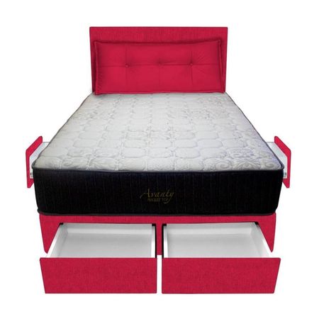 Dormitorio Pocket Vip + 4 Caj. 1.5 Plz + Cabecera + Cojin - Rojo