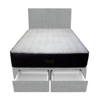 Dormitorio Pocket Vip + 2 Cajones 2 Plz + Cabecera - Gris Claro