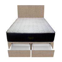 Dormitorio Pocket Vip + 2 Cajones 2 Plz + Cabecera - Beige Claro