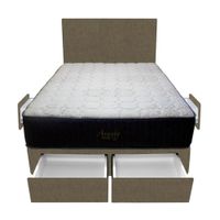 Dormitorio Pocket Vip + 4 Cajones 2 Plz + Cabecera - Beige Oscuro