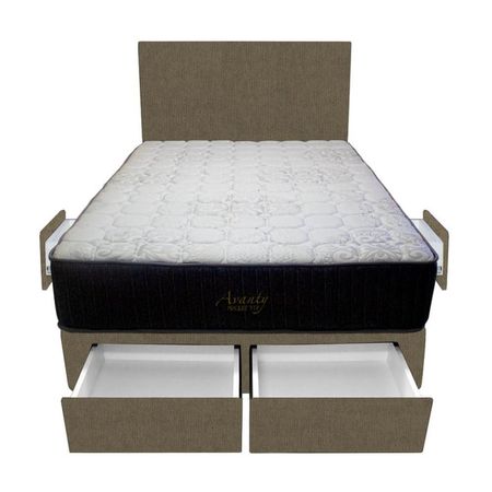 Dormitorio Pocket Vip + 4 Cajones 2 Plz + Cabecera - Beige Oscuro