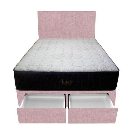 Dormitorio Pocket Vip + 2 Cajones 1.5 Plz + Cabecera - Rosado