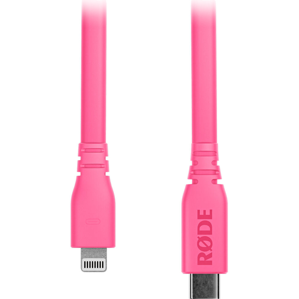 Cable RODE SC19 Lightning a USB-C (Rosa, 5') - Conectores Masculinos, Certificado MFi, Compatible co