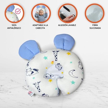Almohada Anti cabeza Plana para Bebé »OREILLE» Ligth blue