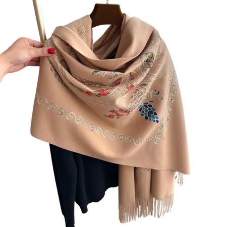 CHAL BORDADO MARRON CON DETALLES PARA MUJER