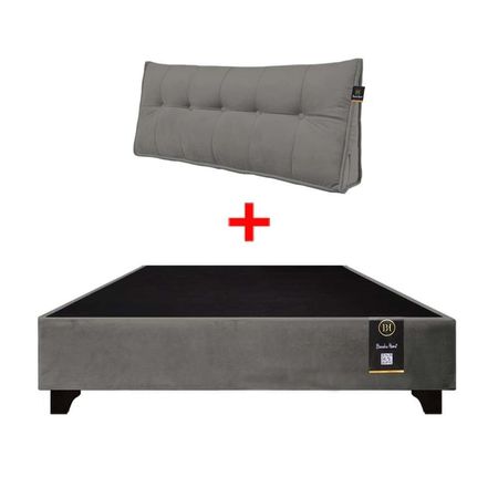 Base de Cama Luton + Cojin de Respaldo Bitola 2 Plz - Gris Oscuro