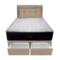 Dormitorio Pocket Vip +2 Caj. 1.5 Plz + Cabecera +Cojin - Beige Claro