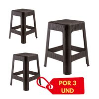Banco Tabarua X3 unidadess Modelo Tipo Ratán Plástico Color Negro