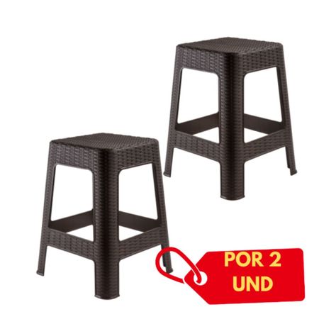 Banco Tabarua X2 unidadess Modelo Tipo Ratán Plástico Color Negro