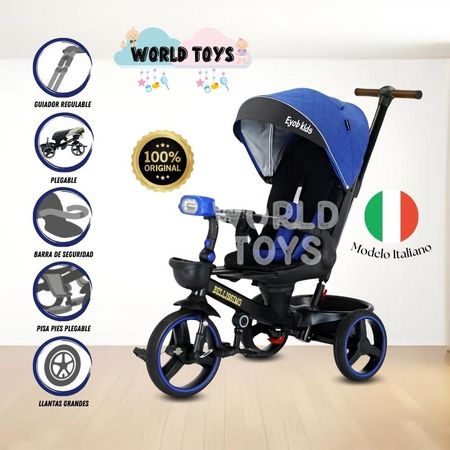 Triciclo Guiador Modelo Italiano Eyob Kids BELLISSIMO Azul