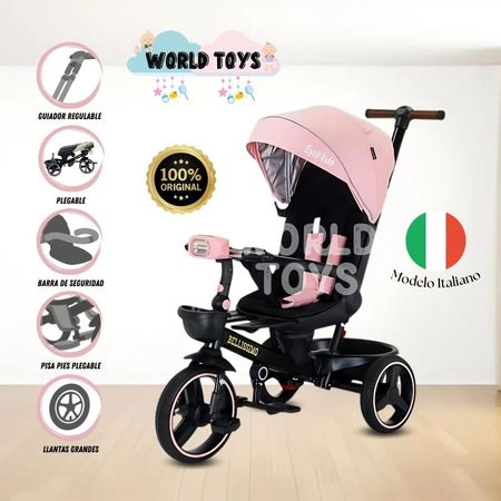 Triciclo Guiador Modelo Italiano Eyob Kids BELLISSIMO Rosa