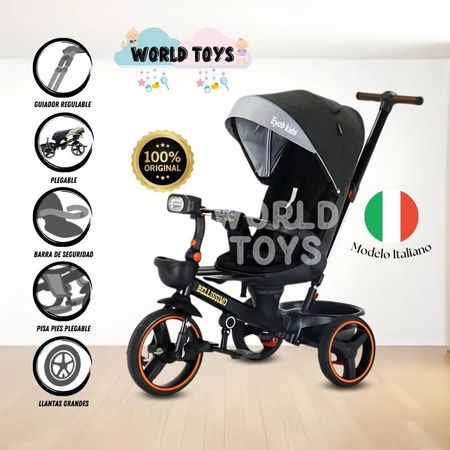 Triciclo Guiador Modelo Italiano Eyob Kids BELLISSIMO Negro