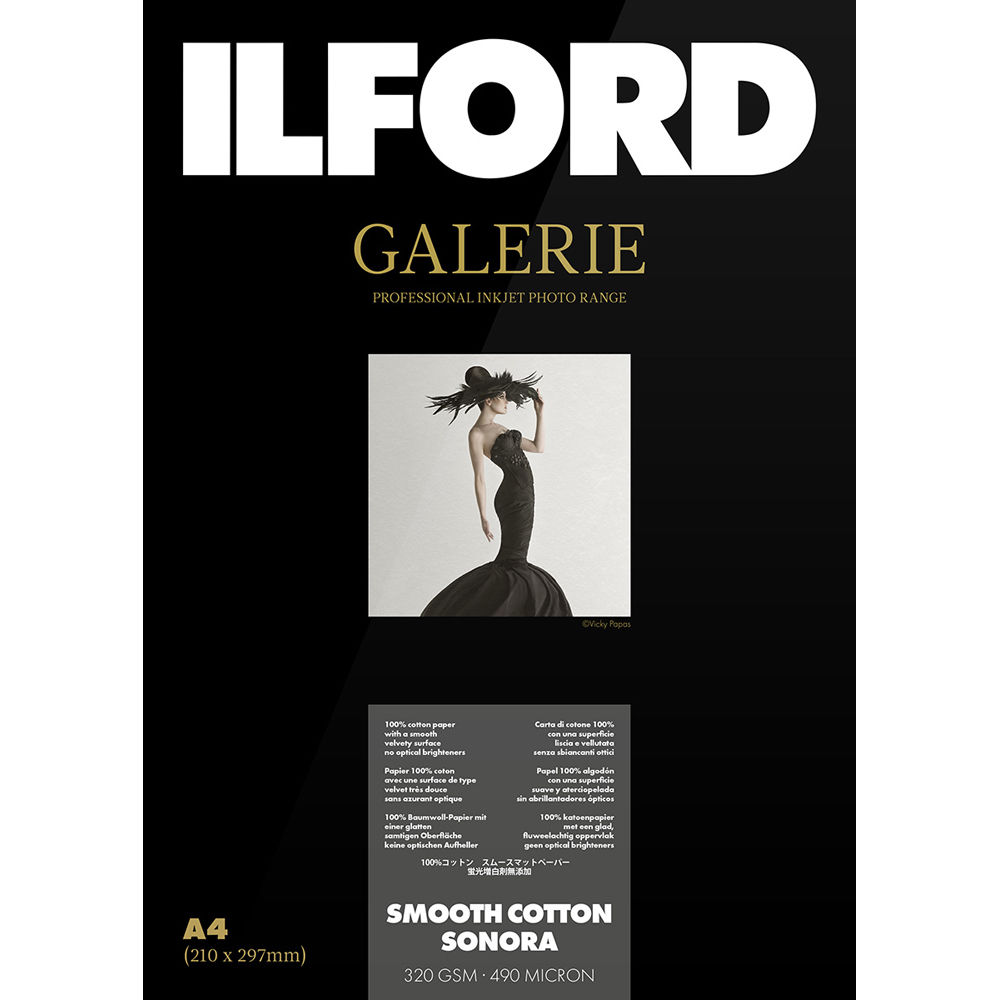 Ilford Galerie Smooth Cotton Sonora 5 x 7"" - 50 Hojas - 100% Algodón, Superficie Lisa, Tono Blanco N