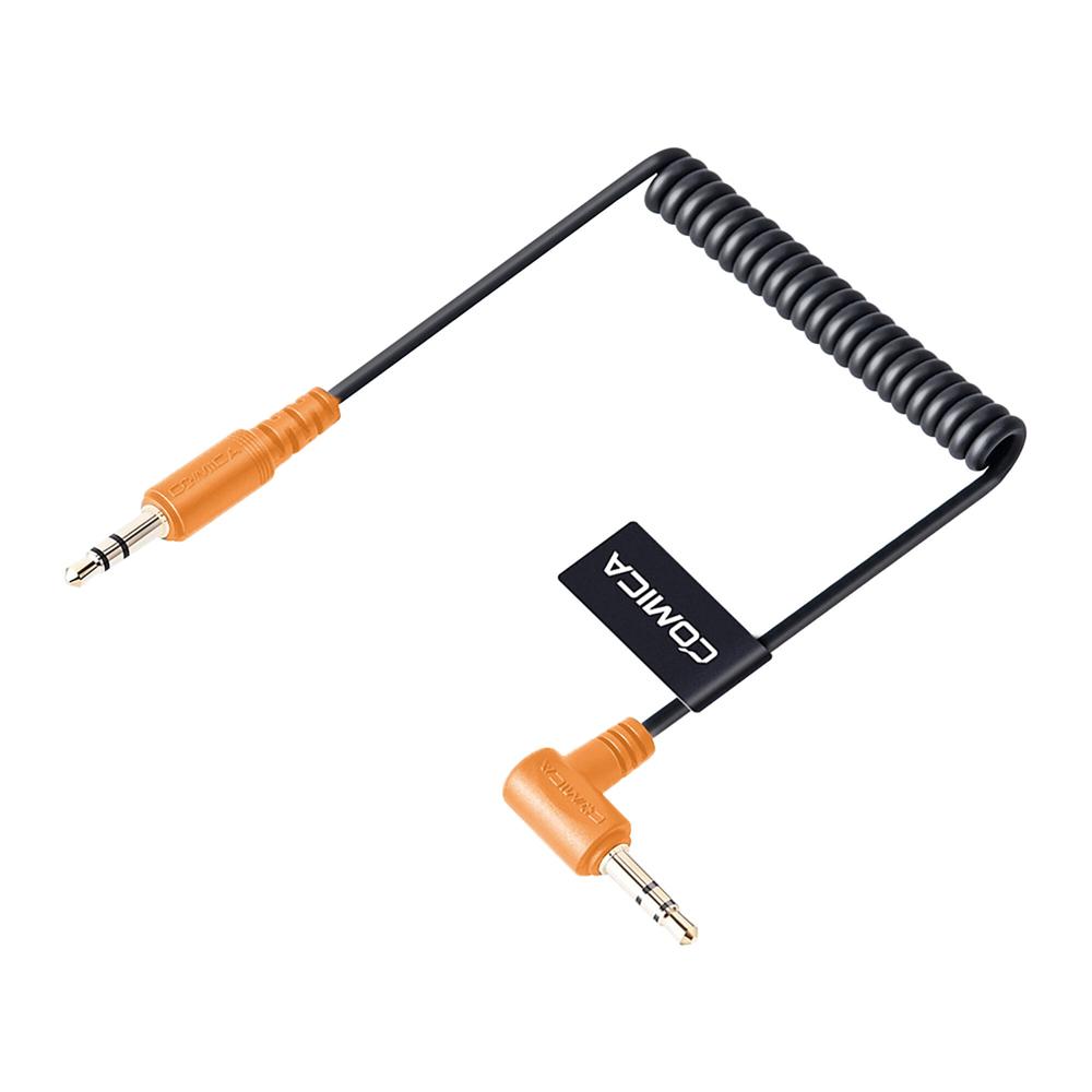 Cable Enrollado Comica Audio CVM-D-CPX 3.5mm TRS Macho a 3.5mm TRS Macho en Ángulo Recto para Cámara