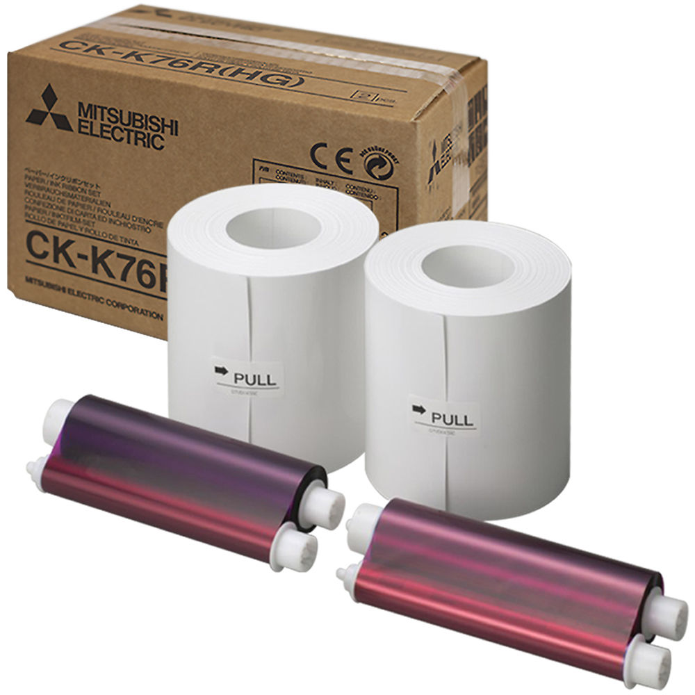 Set de Papel e Tinta de Alta Calidad Mitsubishi para Impresora de Fotos CP-K60DW-S - Dos Rollos de P