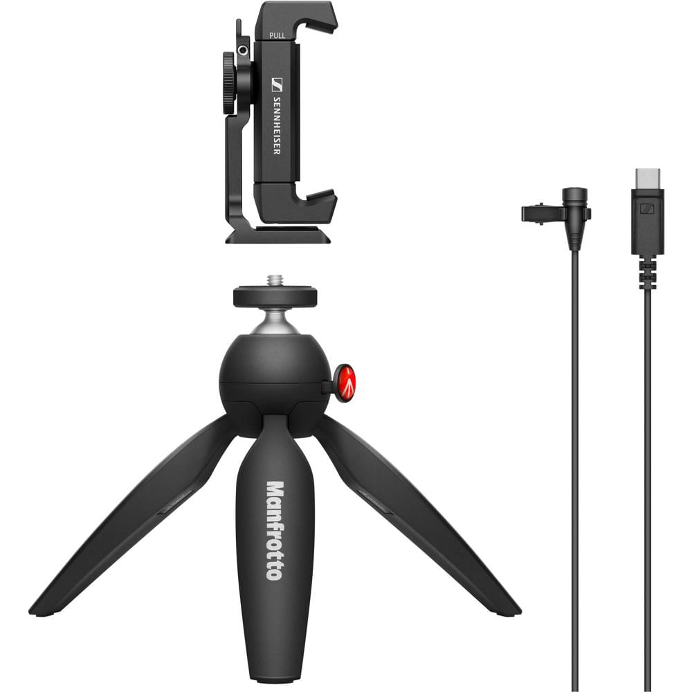 Kit Móvil Sennheiser XS LAV USB-C con Micrófono, Soporte Manfrotto Pixi, Abrazadera con Zapata Fría,