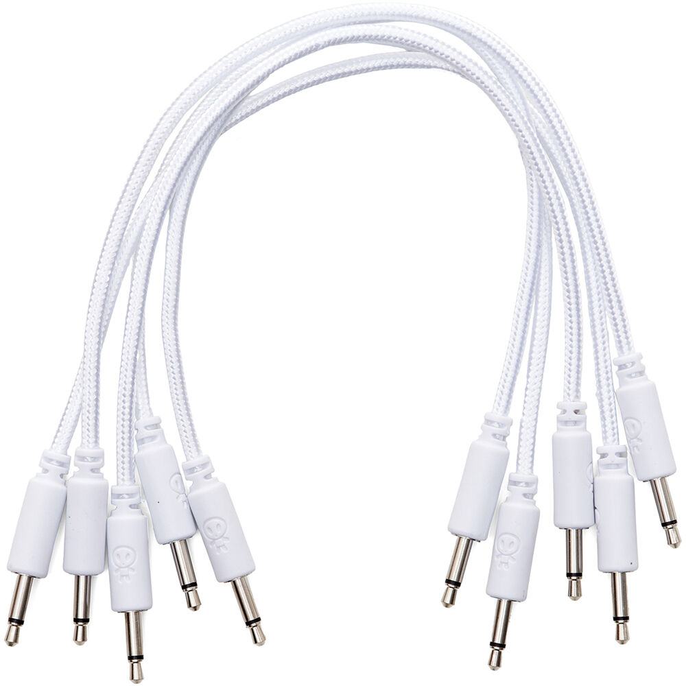 Cables de Parche Trenzados Erica Synths Eurorack (Blanco, Paquete de 5, 11.8"") - Alta Calidad, Conec