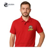 Polo Camisero de Hombre en  Algodón con Tema Bordado Talla M/L color Rojo