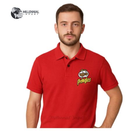 Polo Camisero de Hombre en  Algodón con Tema Bordado Talla M/L color Rojo Polo Camisero Hombre Algodón Jersey 24/1 tema bordado