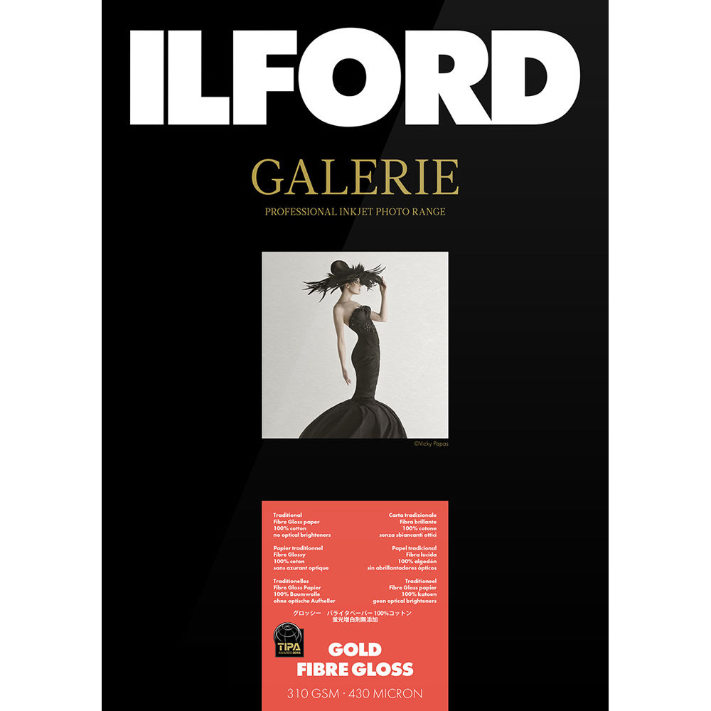 Ilford GALERIE Gold Fibre Gloss Paper (5 x 7"", 50 Hojas) - Superficie Baryta Tradicional, Peso Base: