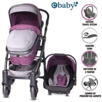 Coche Moisés de Lujo «TAINY DELUXE» con Portabebé Purple