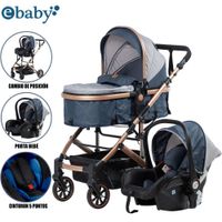 Coche Cuna Moisés de Lujo «COMFORT» Con Porta Bebé Blue