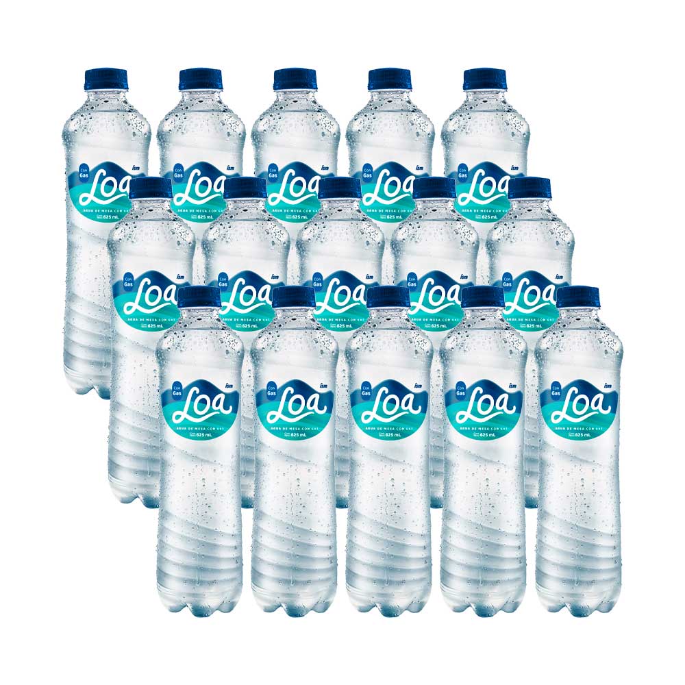Agua Ligera LOA con Gas Paquete 15 Botellas 625ml c/u