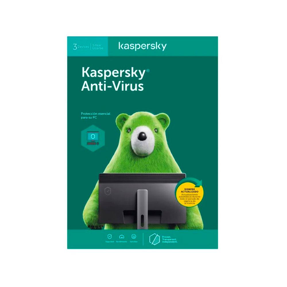 ANTIVIRUS KASPERSKY PARA 3 PC , LICENCIA 1 AÑO - P/N: 083832305611