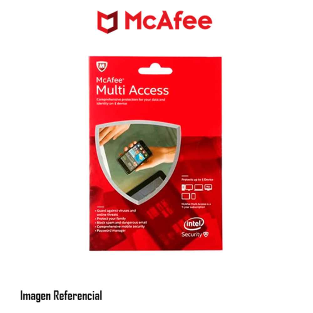 ANTIVIRUS MCAFEE MULTI ACCESO 01 DISPOSITIVO 12 MESES, PRESENTACION BLISTER - P/N:185230