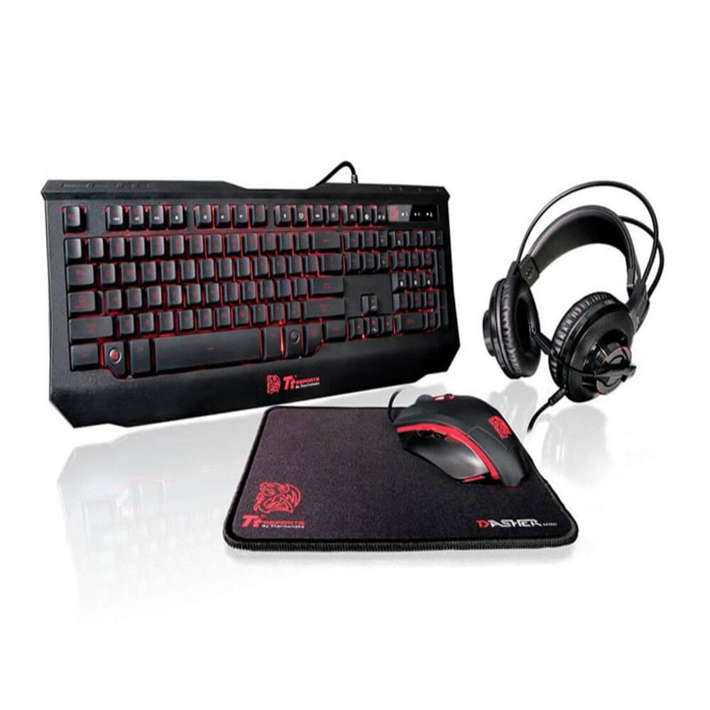 KIT TECLADO TTESPORTS KNUCKER 4 EN 1 + ILUMINACION LED PAD MOUSE P/N: KB-GCK-PLBLSP-0