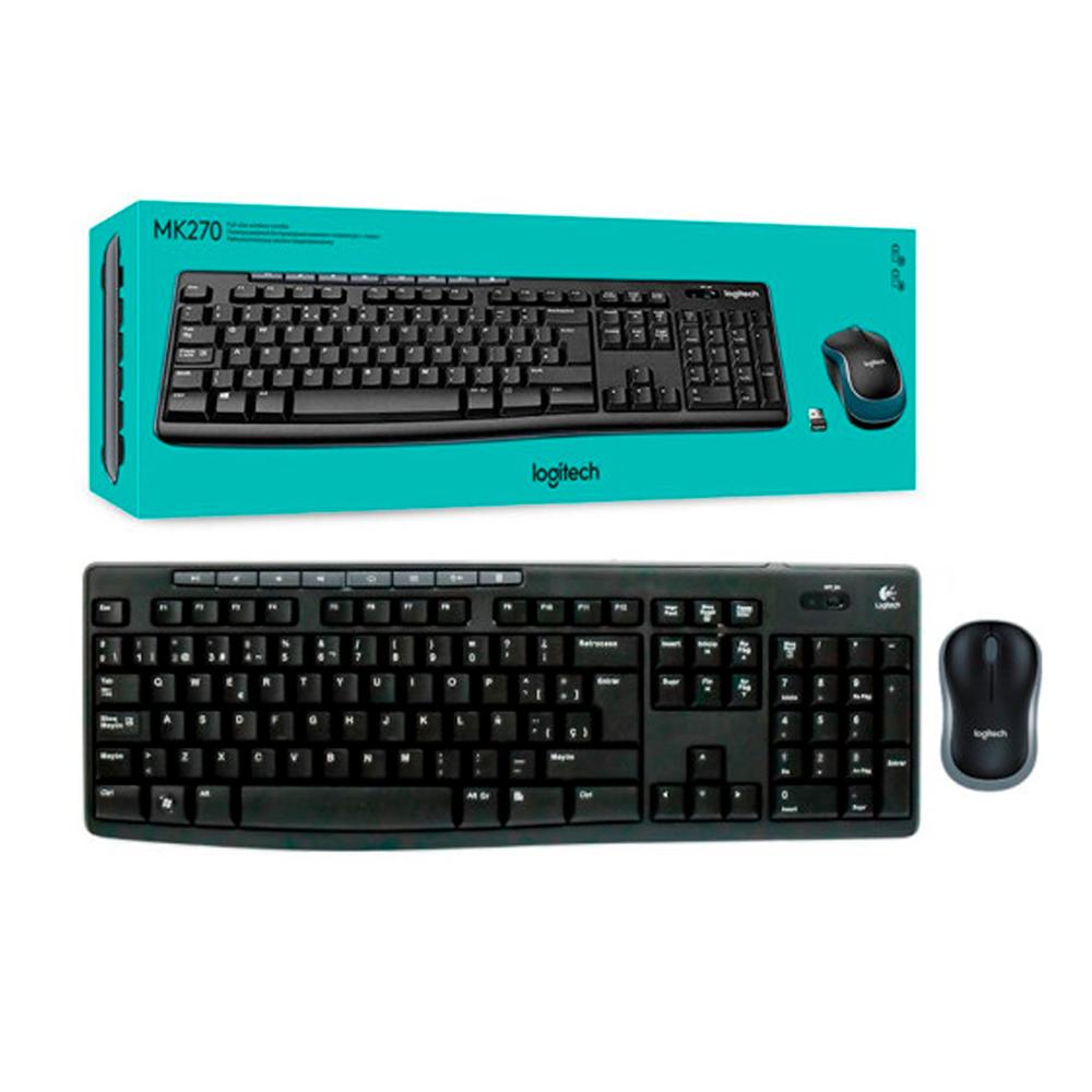 KIT TECLADO Y MOUSE INALAMBRICO LOGITECH MK270 WIRELESS RECEPTOR USB 1000DPI NEGRO P/N: 920-004432
