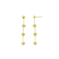Aretes Baliq Corazones En Oro 18K