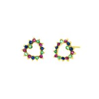 Aretes Baliq Rubi Zafiro Corazón Oro 18K